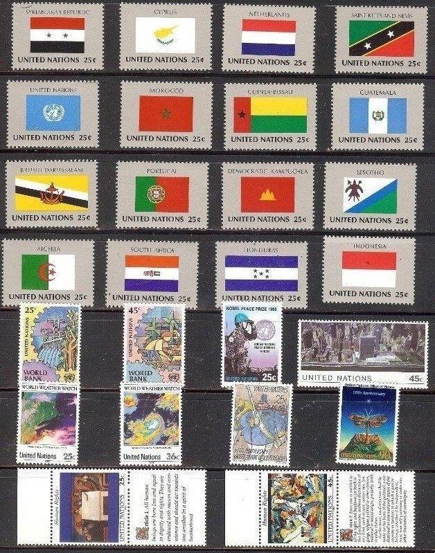 United Nations NY 1989 Complete Year Set #546-71 Includes Flags Mint Singles NH