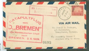 US 567 1929 20c Golden Gate (fourth bureau) single paying the fee to pay for Catapult airmail service between the SS Bremen to t