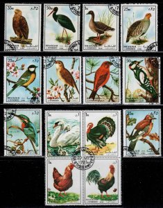 Sharjah & Dep ~ Group of 14 Different Stamps ~ Birds ~ MX