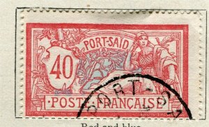 FRENCH PORT SAID; 1902 early Merson Type used hinged 40c. value