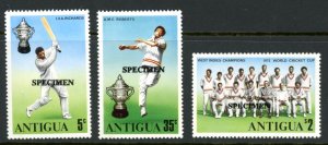 Antigua 402-4  MNH mint  sports cricket SPECIMEN overprint      (Stock 001048)