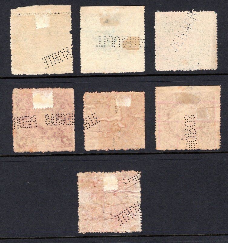 MEXICO Revenue Stamps GROUP{7} Customs 1889-90 1c-25P HIGH VALUE Used MS4511