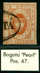 COLOMBIA 1861 ARMS of New GRANADA  20c red  Sc# 17 used VF  BOGOTA cancel