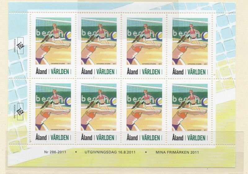 Aland Finland Sc  321 2011 Beach Volleyball stamp sheet mint NH