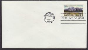 US Wyoming 1990 Uncachted U/A FDC BIN