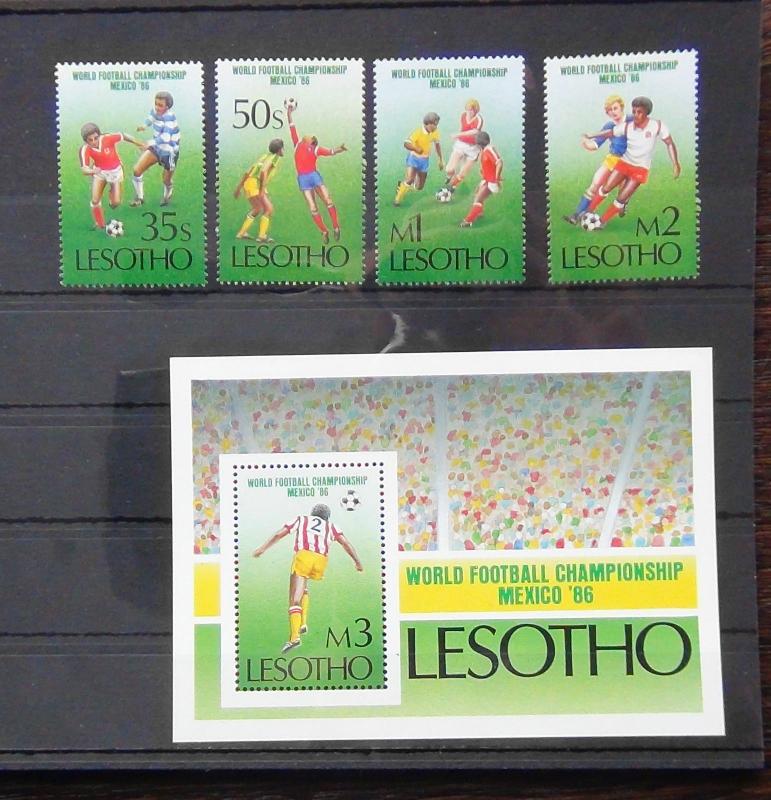 Lesotho 1986 World Cup set & Miniature sheet MNH