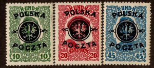 Poland Scott 27-29 Mint never hinged.