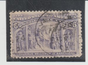 US Scott #232 Used 6c Columbian 1893