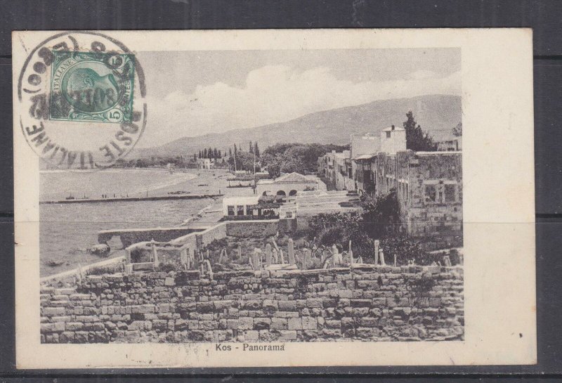 COS, AEGEAN, GREECE, 1912 ppc. Cos, Panorama, Italy 5c. to Austria.