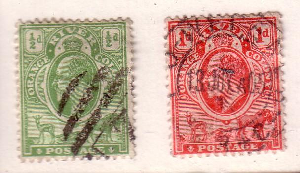Orange River Colony #61 62 1/2p & 1p, (U), Cat.$1.30