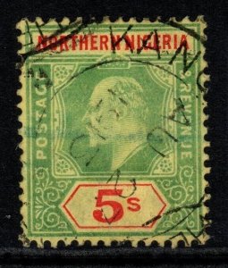 NORTHERN NIGERIA SG38 1911 5/= GREEN & RED/YELLOW FINE USED