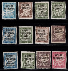 French Guiana Scott J1-J2 MH* overprinted surcharged postage due stamp set