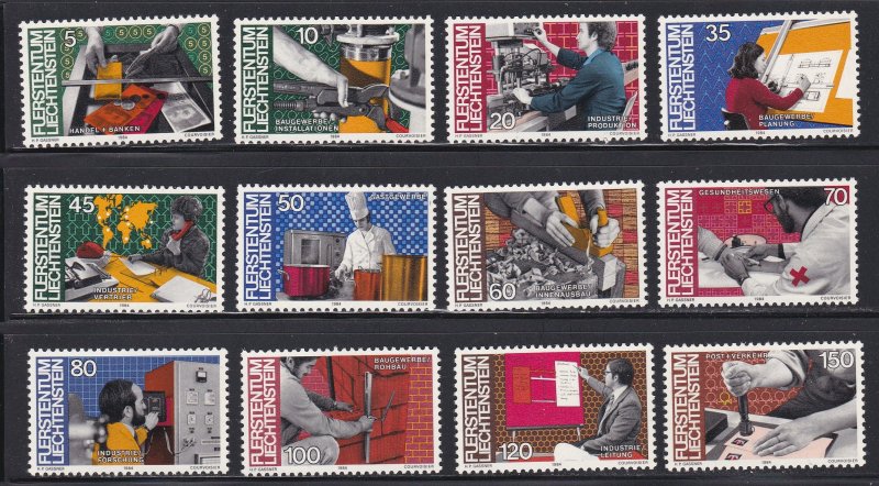 Liechtenstein # 787-798, Industries & Occupations, NH, 1/2 Cat.