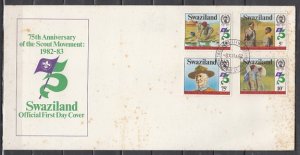 Swaziland, Scott cat. 418-421. Scouts. Rust spots. Reduced. First day cover. ^