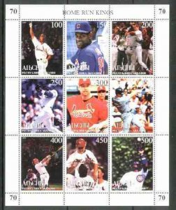 ABKHAZIA - 1999 - Baseball, Home Run Kings - Perf 9v Sheet-M. N.H.-Private Issue