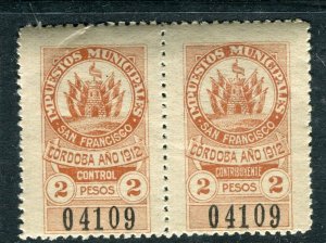 ARGENTINA; Early 1900s classic Local Revenue issue fine Mint PAIR