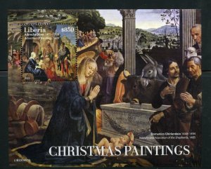 LIBERIA 2022 CHRISTMAS PAINTINGS SOUVENIR SHEET MINT NEVER HINGED