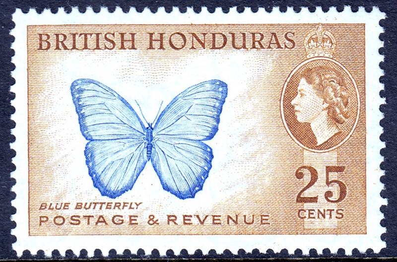 British Honduras - Scott #151 - Blue butterfly - MH - SCV $7.00