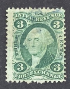 USA REVENUE STAMP 1864 3 CENTS FOREIGN EXCHANGE SCOTT#R16c