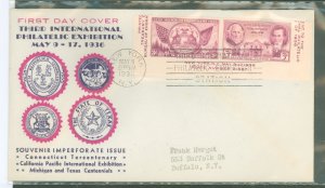 US 778c/d two stamps from the Tipex s/s on an addressed (typed) FDC with a kapner cachet