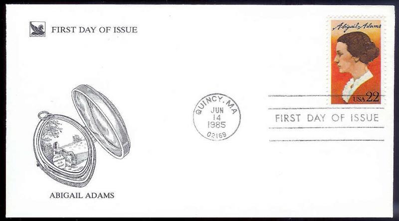 UNITED STATES FDC 22¢ Abigail Adams 1985 Readers Digest