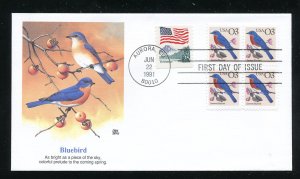 US 2478 3c Eastern Bluebird - Flora & Fauna Blk  UA Fleetwood cachet FDC