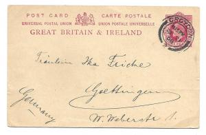 Croydon, England to Goettingen, Germany 1908 KEVII Postal Card Christmas Content