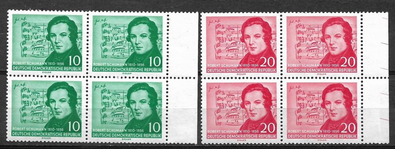 COLLECTION LOT #728 GERMANY EAST #303-4 2 BLOCKS OF 4 1956 CV=$28