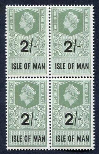 Isle of Man 1961 QEII 2/- on 2/- Revenue Stamp U/M Block of Four 