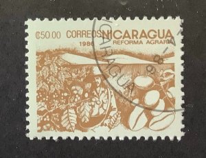 Nicaragua 1986 Scott 1537 CTO -  50.00 C$,  Agrarian Reform,  Coffee