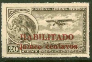 MEXICO C39, 15¢ on 20¢ Early Air Mail Habilitado surcharge. MINT, NH. F-VF.