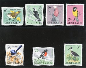 Australia 1964 QEII Birds set complete superb MNH. SG 363-369.