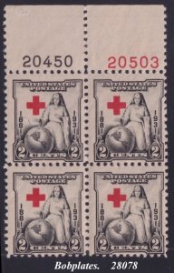 BOBPLATES US #702 Red Cross Top Left Plate Block 20450 20503 MNH *