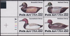 2141a American Folk Art Ducks Plate Block MNH