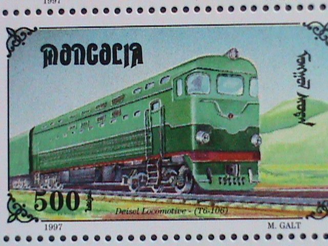 MONGOLIA STAMP-  WORLD FAMOUS LOCOMOTIVES TRAINS MNH SHEET VERY FINE