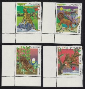 Somalia Tiger Lion Cheetah Big Cats 4v Corners 1998 MNH MI#696-699