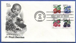 US Sc 3302-05 1999 Fruit Berries 33c PNC P# B2222 Coil Pairs,  FDC