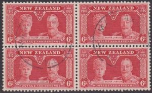 NEW ZEALAND 1935 Silver Jubilee 6d fine used block - ACS cat NZ$160+........z554