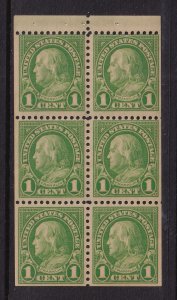 1927 Franklin 1c green Sc 632a booklet pane MNH full original gum (HF