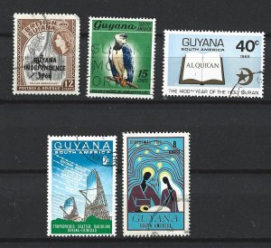 GUYANA Mini Lot of 5 Used stamps 2019 CV $1.25