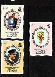 Pitcairn-Sc#206-8- id9- unused NH set-Royal Wedding-Princess Diana-1981-please
