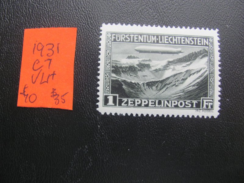 LIECHTENSTEIN 1931 VERY LIGHT HINGED SC C7 SET XF $70 (178)