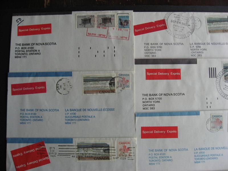 Canada 15 special delivery covers, 1980s era, check them out!!! 