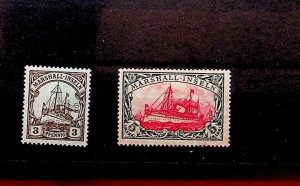 GERMAN COLONIES - MARSHALL ISL. Sc 26-7 LH ISSUE OF 1916 - WMKD SET - (FJ26)