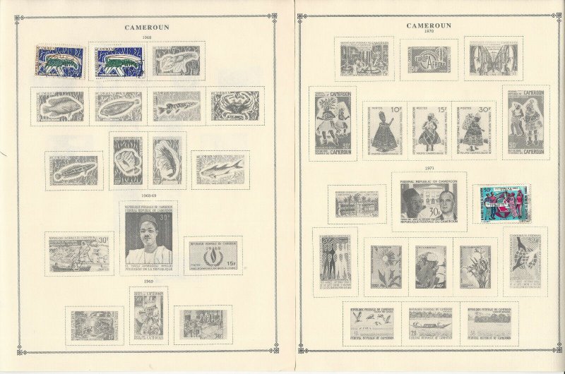 Cameroun Stamp Collection on 19 Scott International Pages, 1900-1973, JFZ