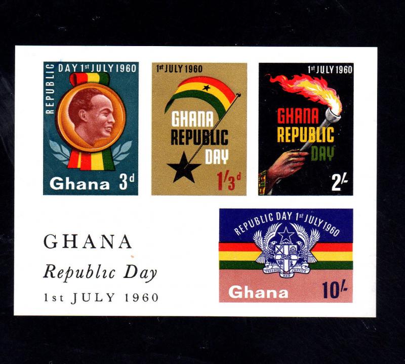 GHANA #78-81a  1960  DECLARATION OF THE REPUBLIC    MINT  VF NH  O.G S/S