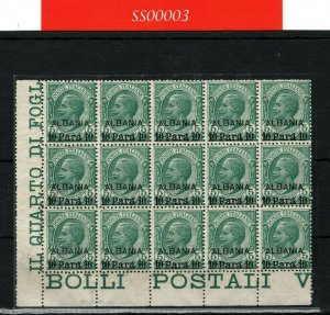 Italy ALBANIA Overprint Scott.4 10pa BLOCK FIFTEEN (1907) Mint MNH c$2,100+ SS3