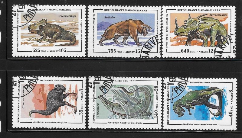 Malagasy 1995 Prehistoric Animals Dinosaurs Sc 1174-1179 Used A1833