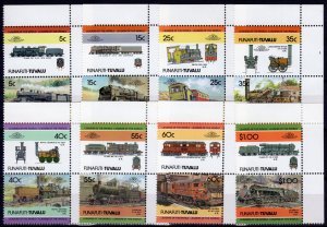 Tuvalu Funafuti 1984 TRAINS LOCOMOTIVES (8) Pairs 16v Perforated Mint (NH)