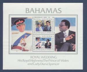 BAHAMAS - Scott 491a S/S - MNH - Royal Wedding - Princess Diana -1981